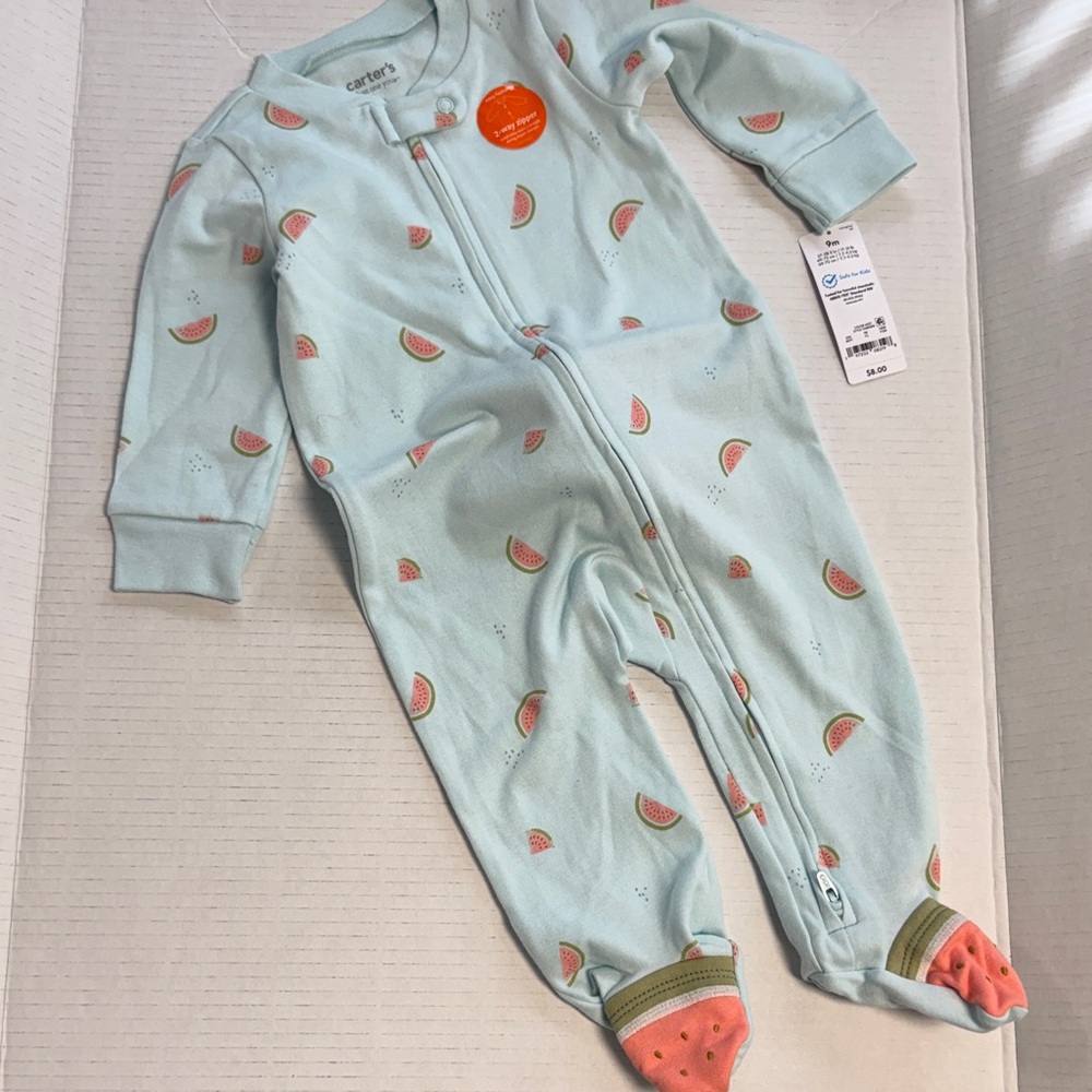 Carter's Light Blue Watermelon Print Footie